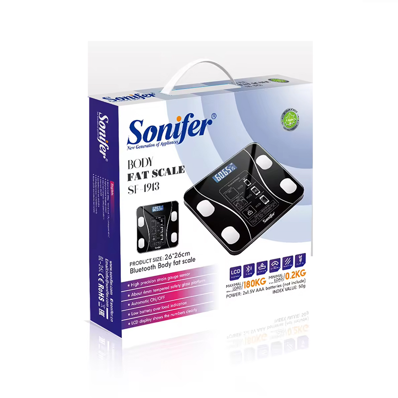 ميزان جسم الكتروني رقمي ذكي بلوتوث 26*26 سم 180 كجم سونيفر  SF-1913
