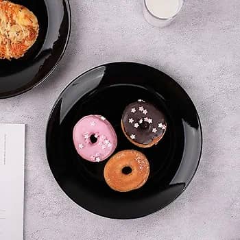 صحن سيراميك مدور اسود سادة 40/408