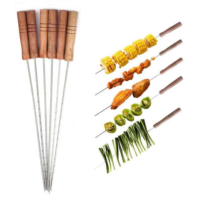 اسياخ كباب ستيل يد خشب 12 قطعة