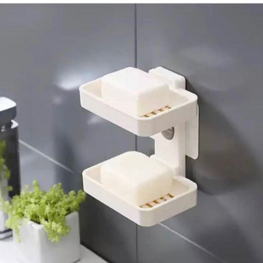 ستاند صابون بلاستيك مستطيل دورين لاصق جدار AZ-1137