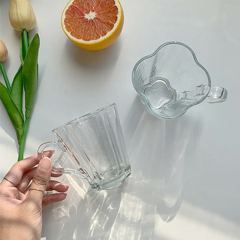 طقم اقلاص شاهي زجاج ابو تاج شكل وردة 6 قطع بيد YUJING YJZB-2409-4