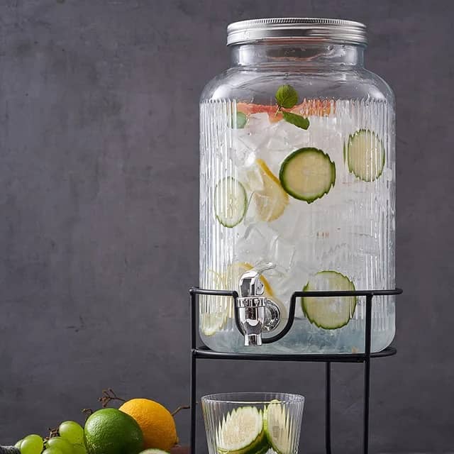 ترمس عصائر وماء زجاج مقلم مع قاعدة اسود AZ-2206 +2205