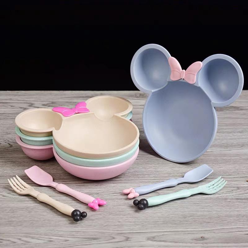 صحن اكل اطفال 3 خانات ميكي ماوس مع ملعقة AZ-902 Q/LHC01-2018
