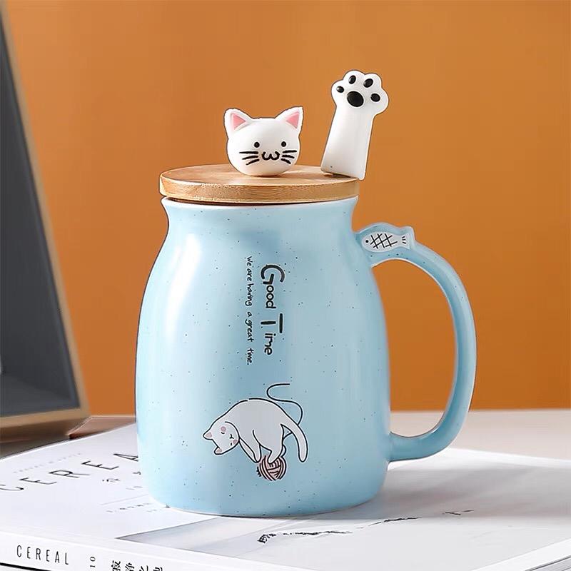 كوب سيراميك غطاء خشب مع ملعقة AFI-968