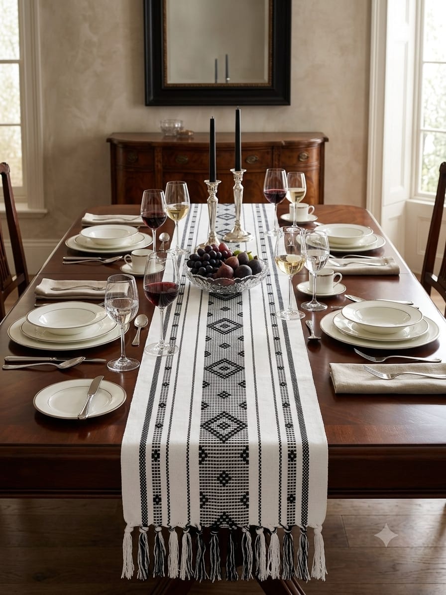 مفرشة طاولة مستطيل 35*180سم iik JH-628-18