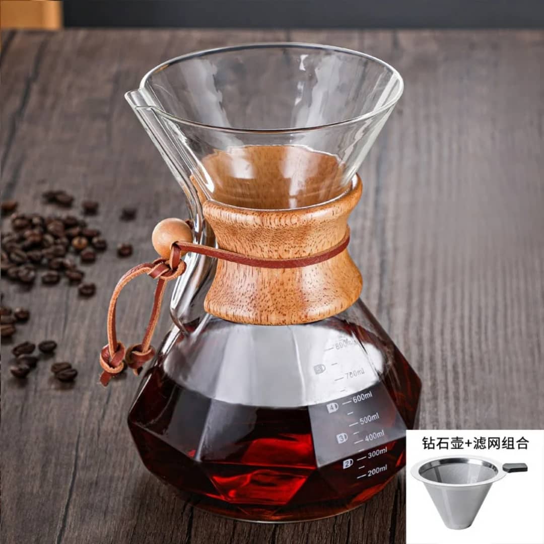 ابريق زجاج بيد للقهوة المقطرة 800 مل