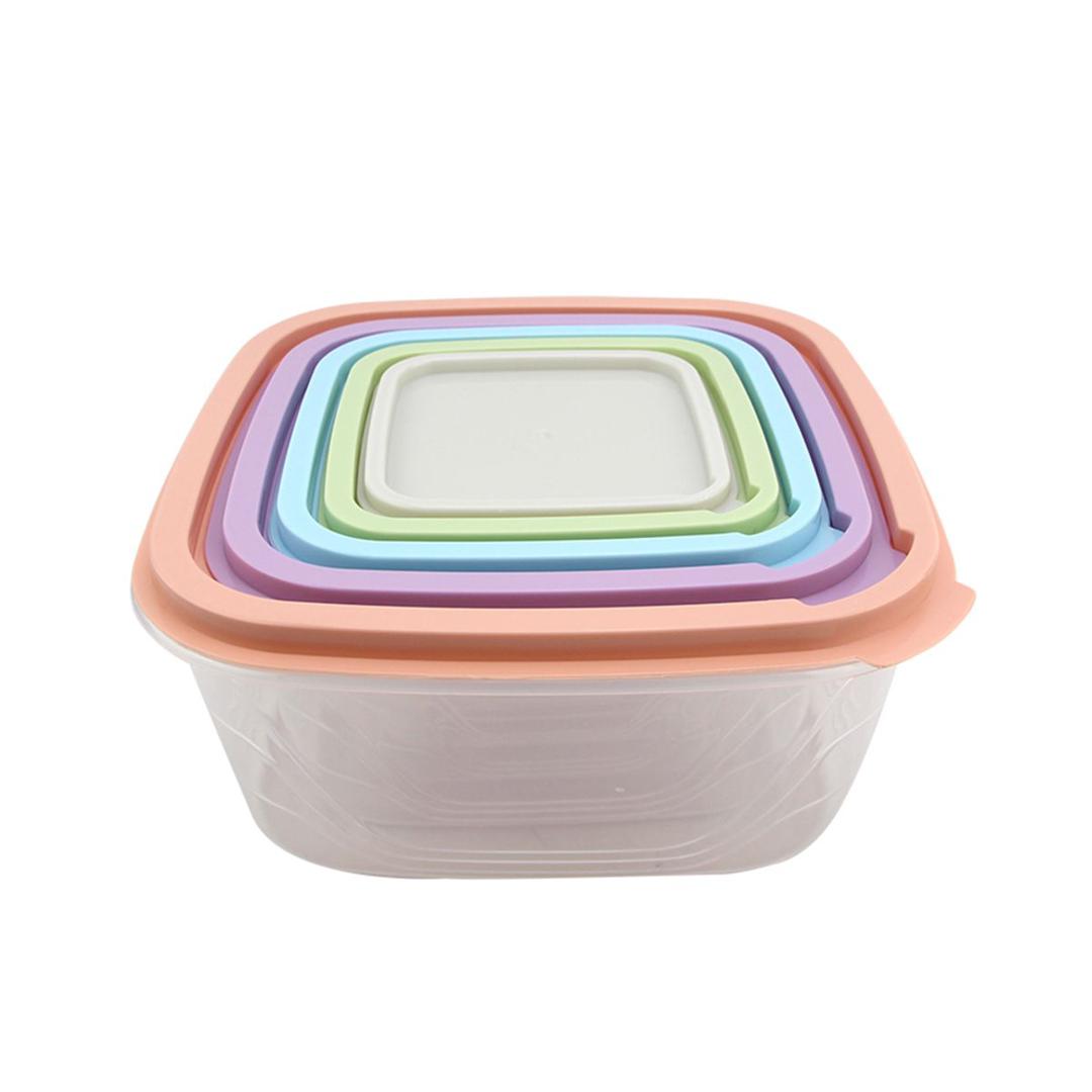 طقم حافظات طعام بلاستيك مربع مع الاغطية 5 قطع NG-6347