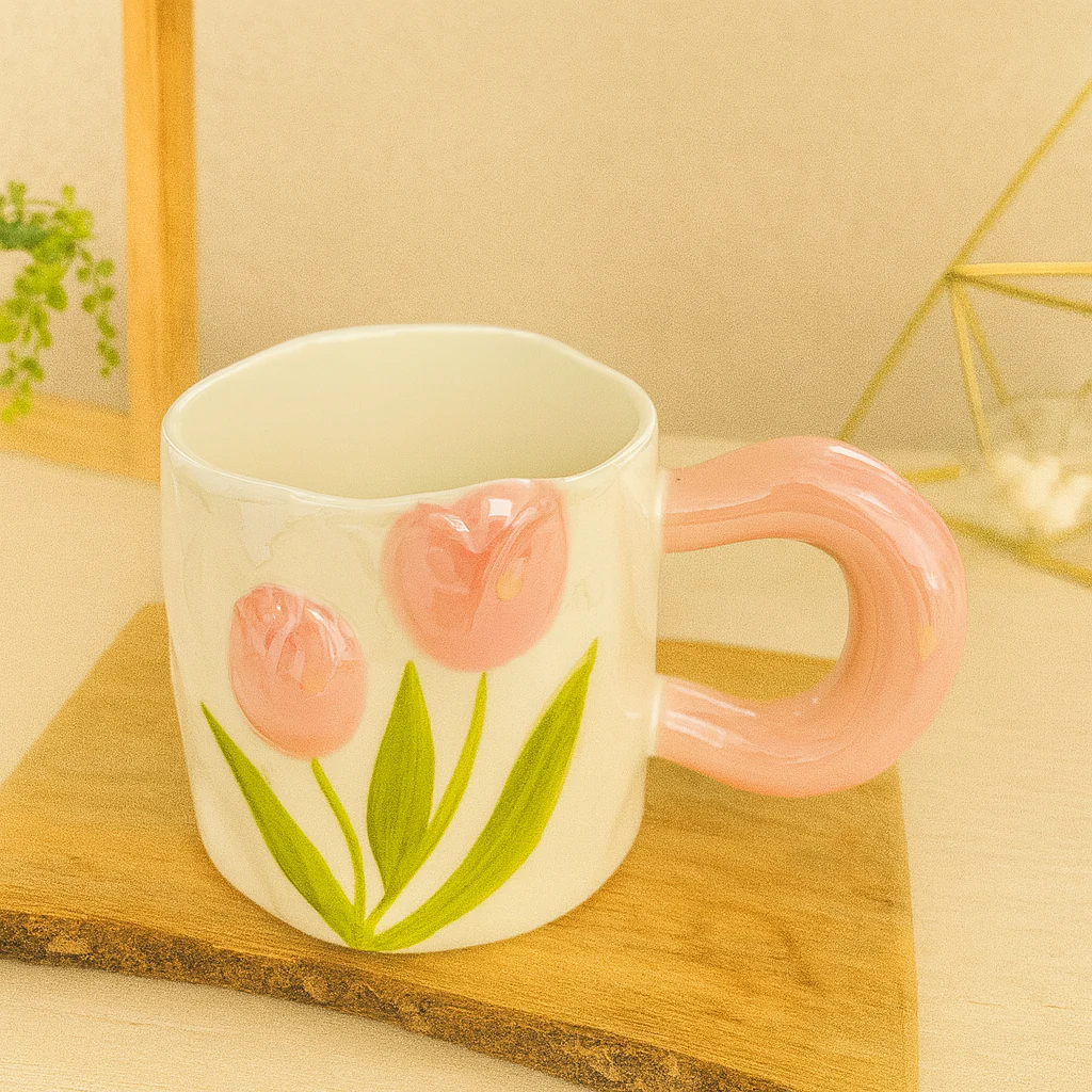 كوب سيراميك كبير 400 مل وردي ثري دي AZ-3517