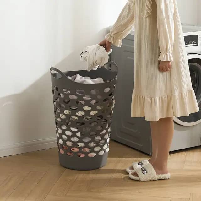 سلة ملابس بلاستيك لين مخرم كبير -AZ-2314