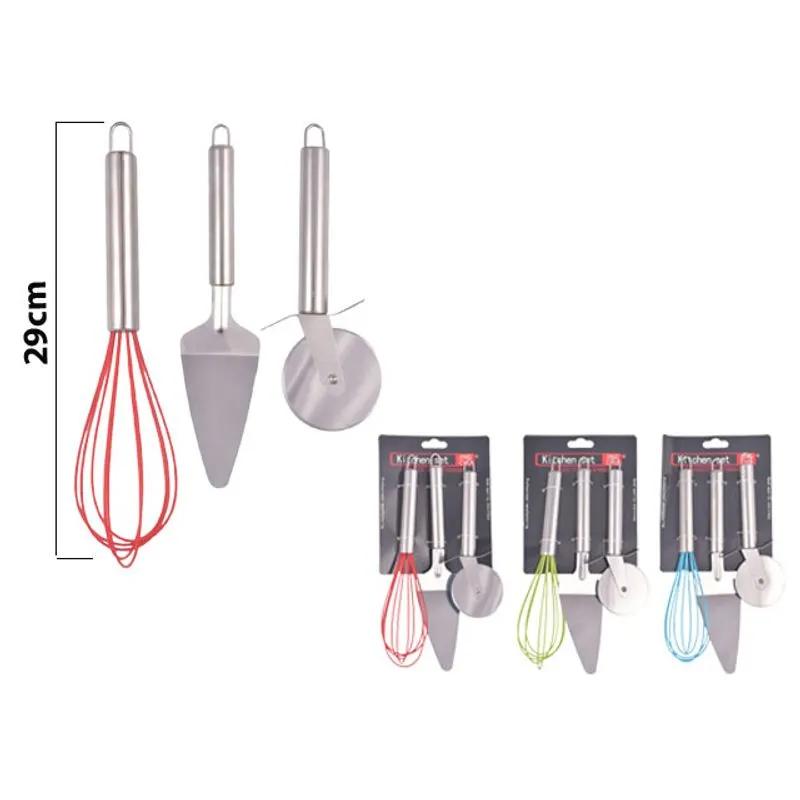 طقم قطاعة بيتزا وملعقة رفع حلويات ومربشة 3 قطع AZ-8460