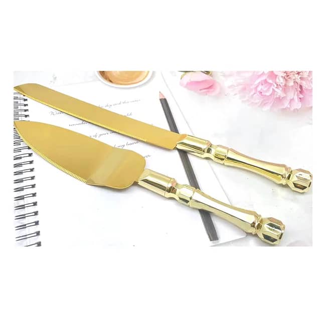 طقم سكين وملعقة حلويات ذهبي AZ-2370