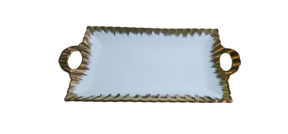 صحن سيراميك مذهب مستطيل