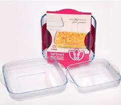 صحن فرن حراري بايركس مربع مقلم