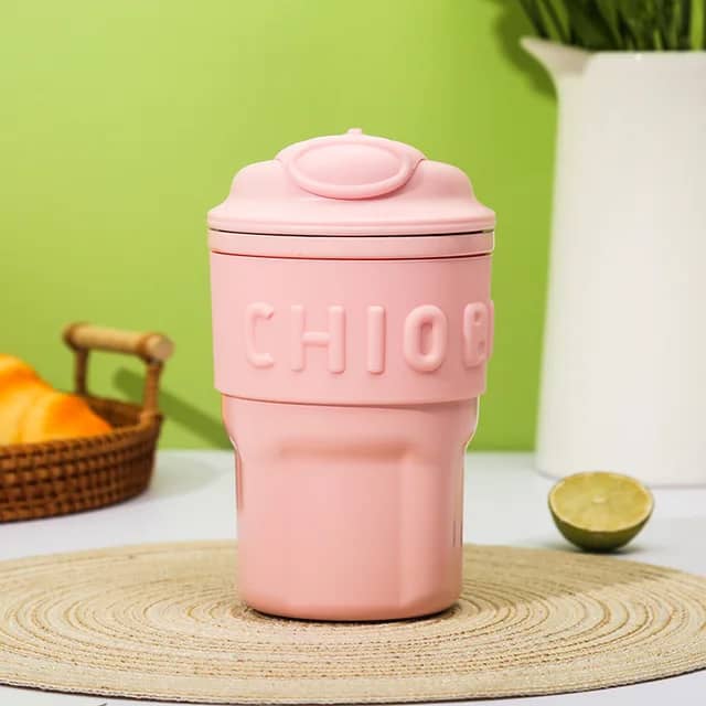 كوب حافظ مشروبات مسكة سليكون مع مصاصة 450مل AZ-2300