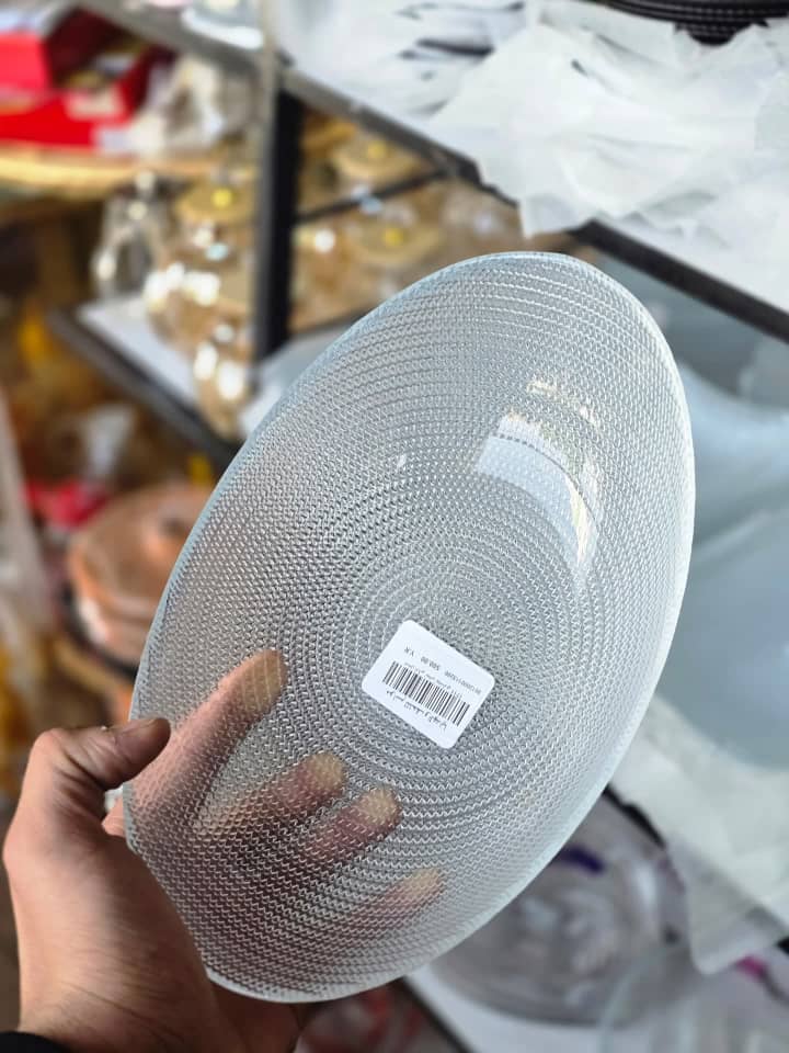 صحن تقديم زجاج بيضاوي عميق محبب AK-1711