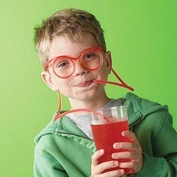 مصاصات عصير بلاستيك شفاف شكل نظارات AZ-1525