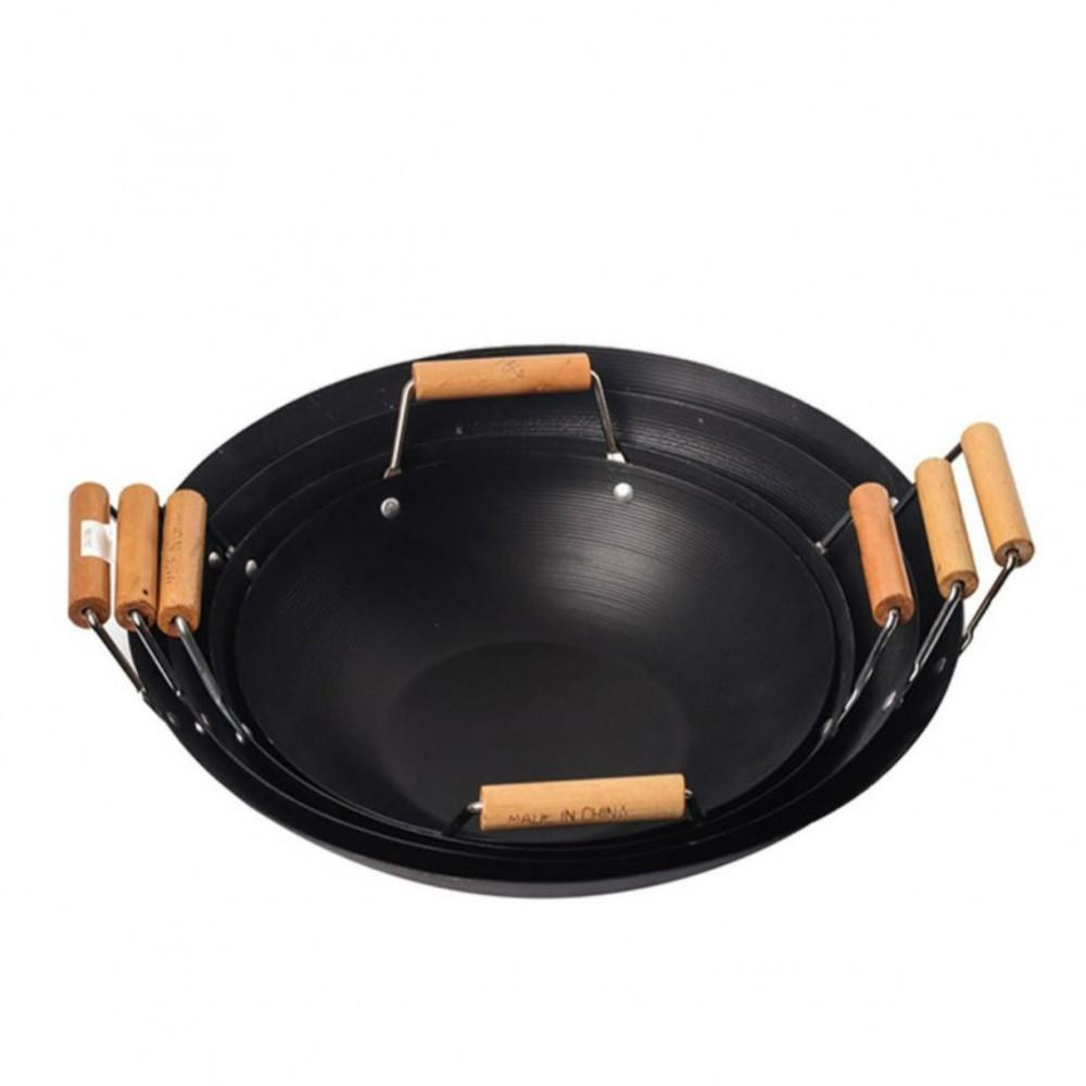 مقلى زيت اسود بيدين خشبي