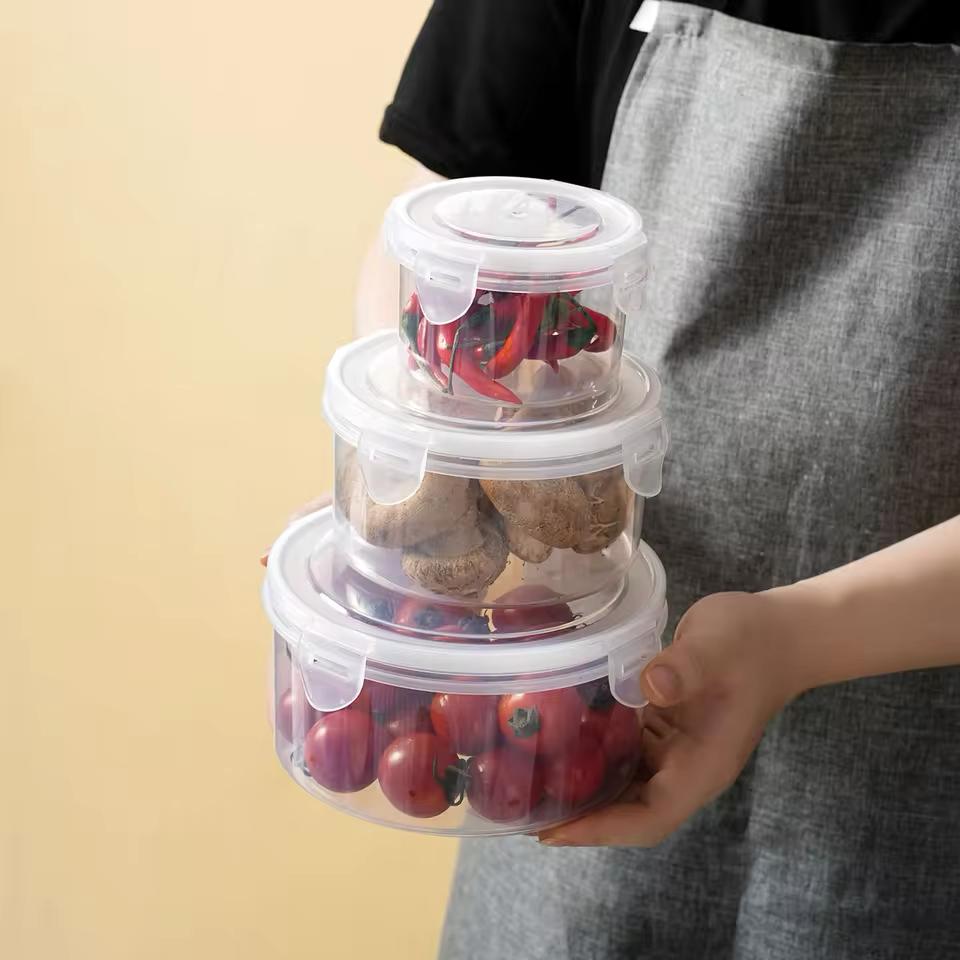 طقم حافظات مدور شفاف بقفل *3 حبات 40/1331