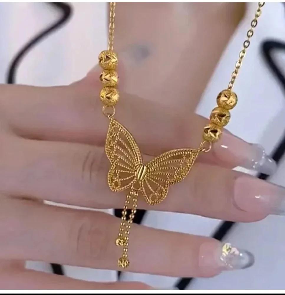 سلس ستيل ذهبي شكل فراشة مع الدنادل SH-08111-6318