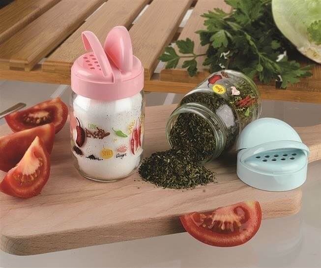 ملاحة+علبة بهارات زجاج تيتيز 190مل KC-207