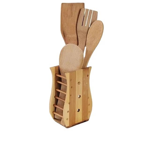 طقم ملاعق خشب مع قاعدة مربع AZ-2184